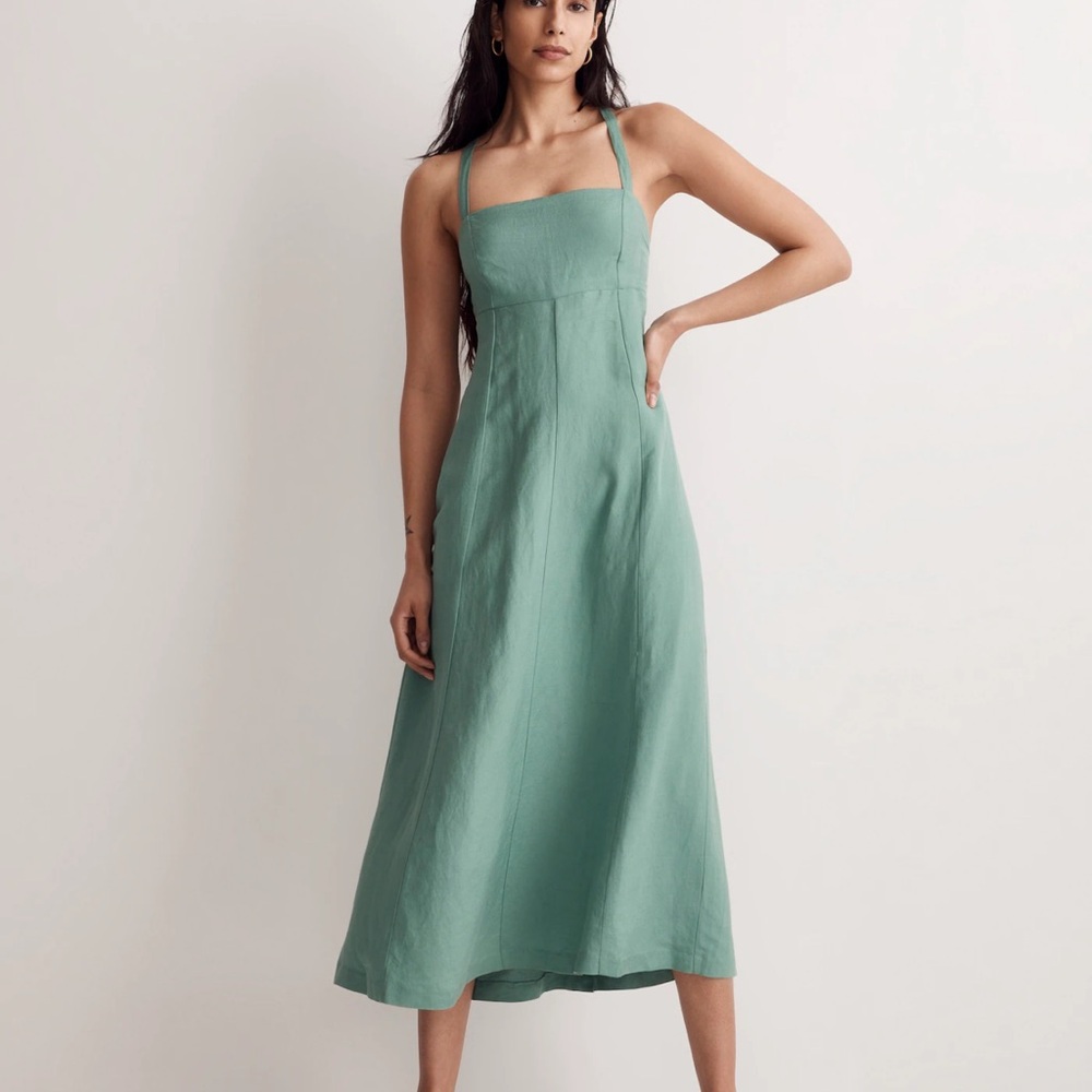 NWT Madewell Sea Green Linen Midi dress